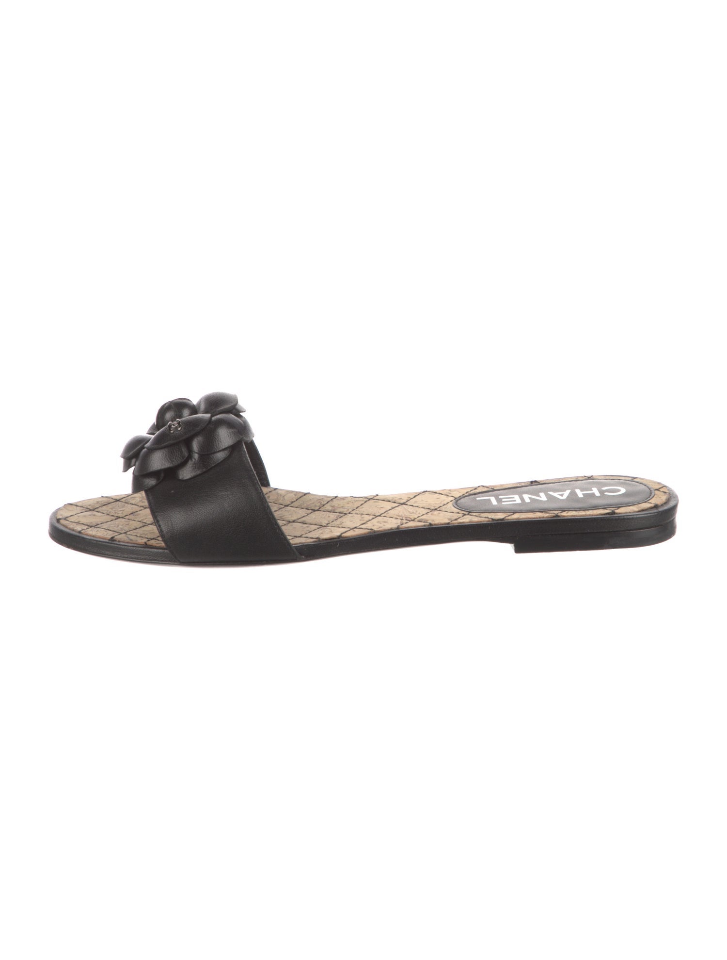 Chanel Interlocking CC Logo Lambskin Slides